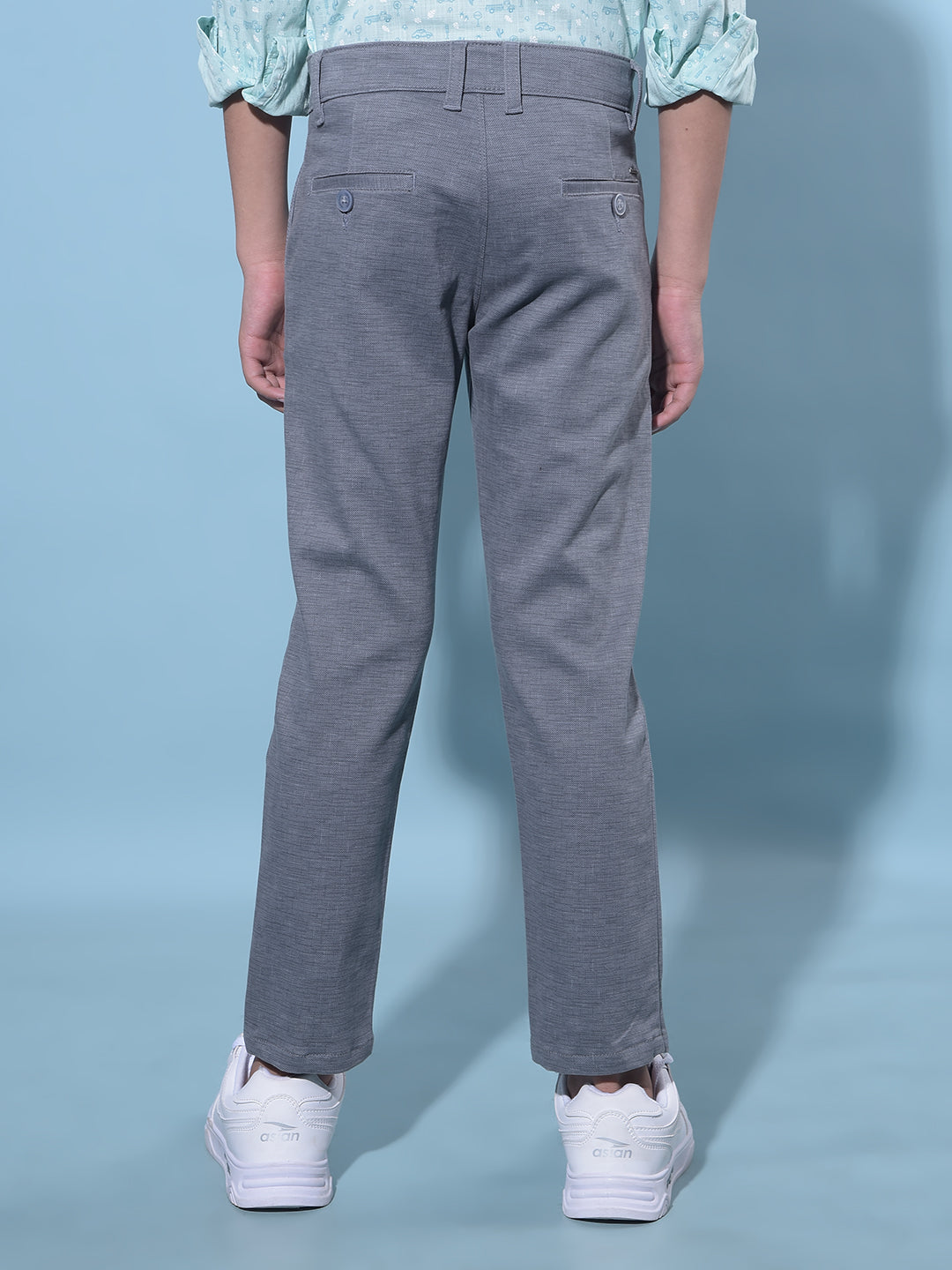 Blue Printed Cotton Chinos Trousers-Boys Trousers-Crimsoune Club