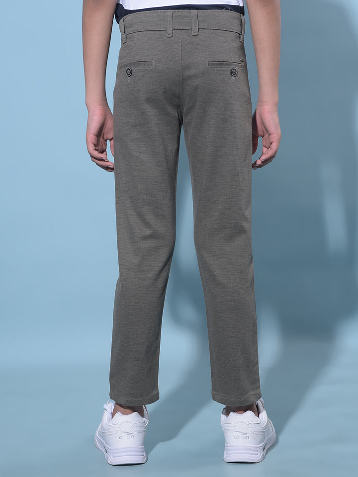 Olive Printed Cotton Chinos Trousers-Boys Trousers-Crimsoune Club