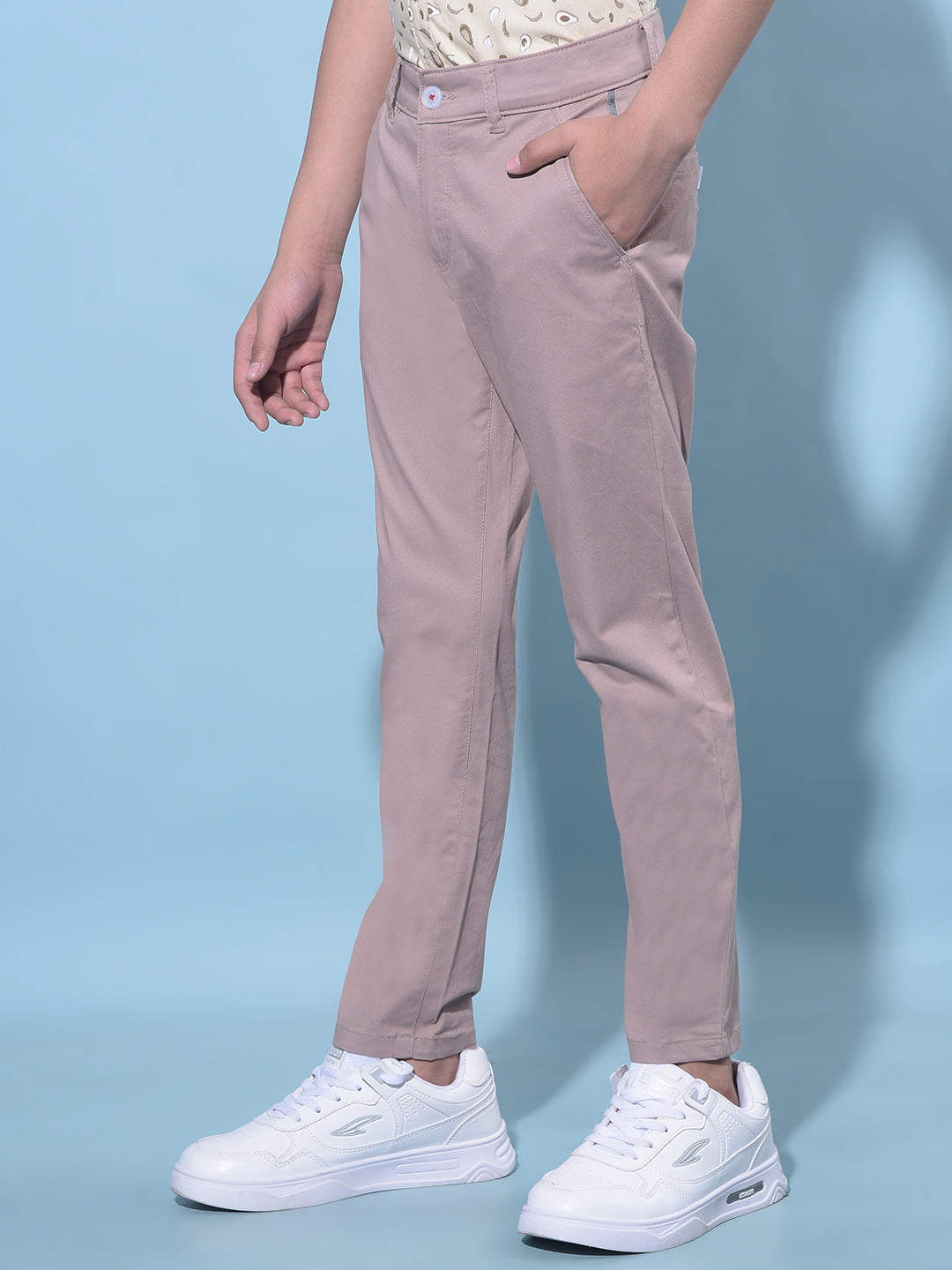 Brown Cotton Chinos Trousers-Boys Trousers-Crimsoune Club