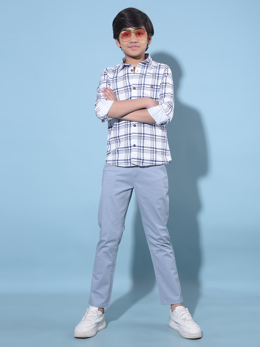 Blue Cotton Chinos Trousers-Boys Trousers-Crimsoune Club