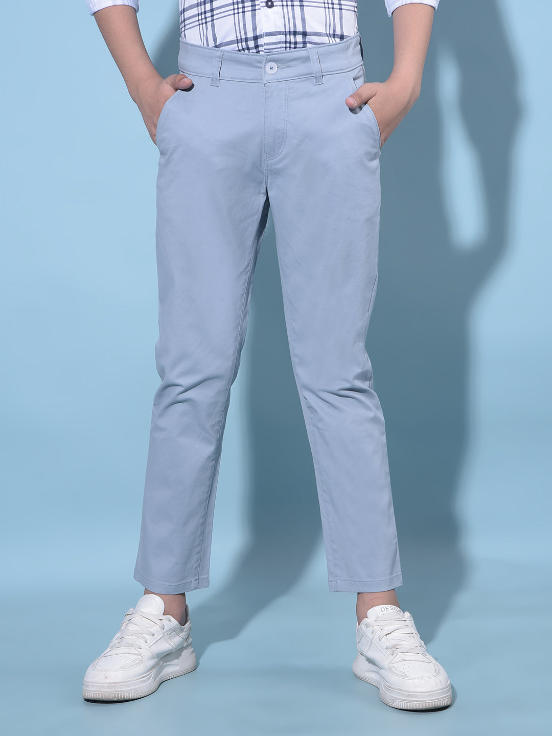 Blue Cotton Chinos Trousers-Boys Trousers-Crimsoune Club