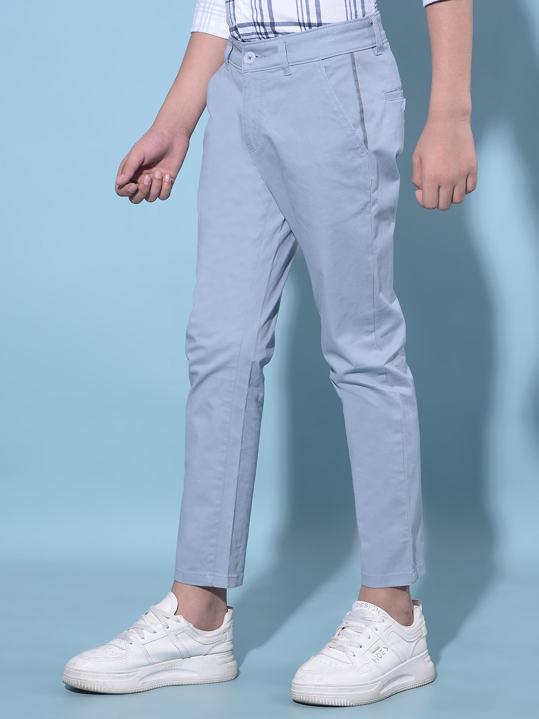 Blue Cotton Chinos Trousers-Boys Trousers-Crimsoune Club