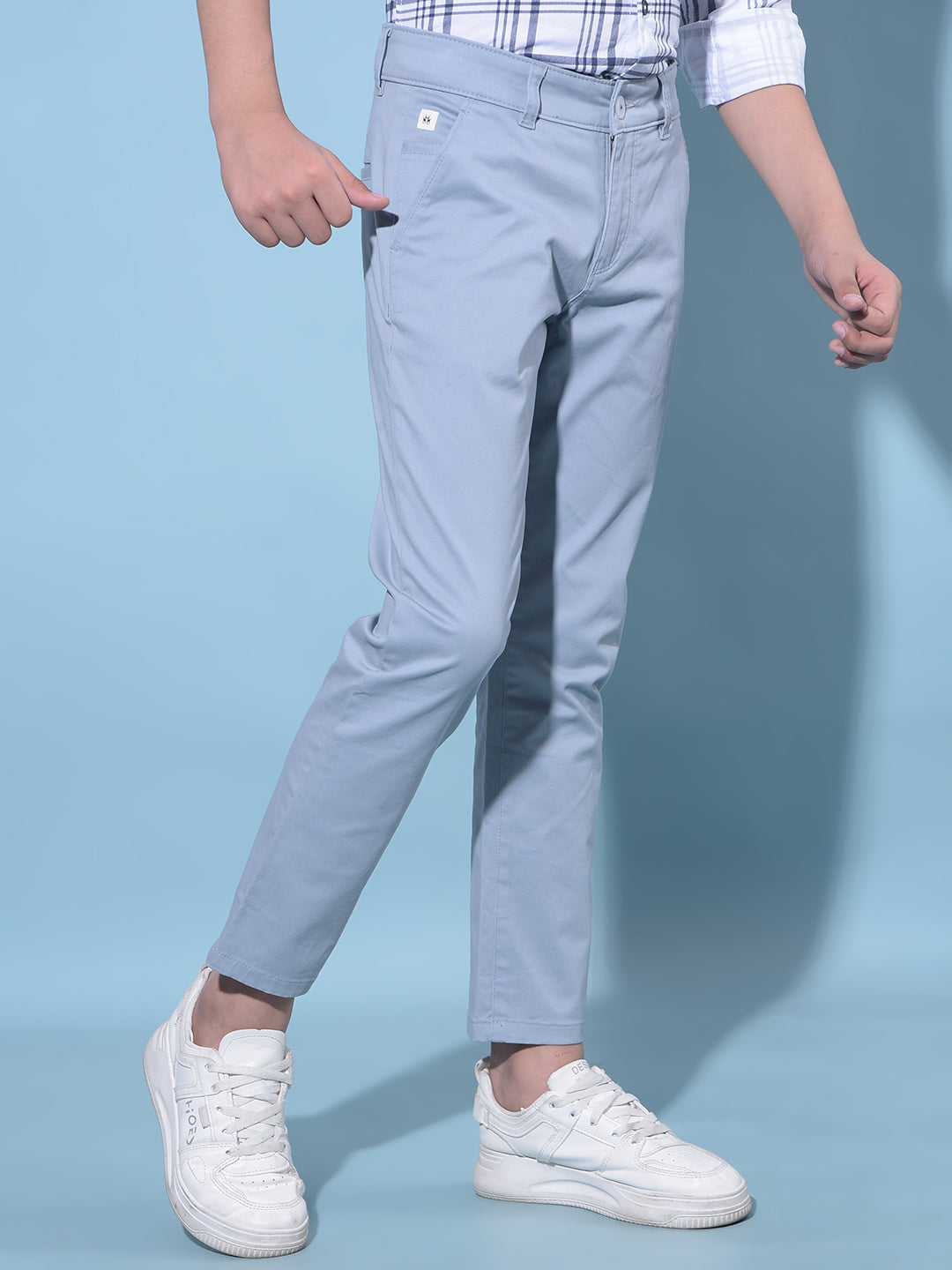 Blue Cotton Chinos Trousers-Boys Trousers-Crimsoune Club