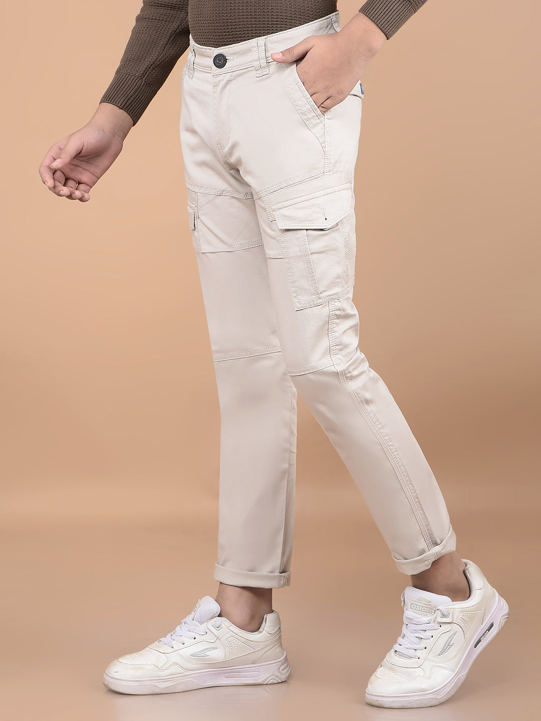 Grey Cargo Trousers-Boys Trousers-Crimsoune Club