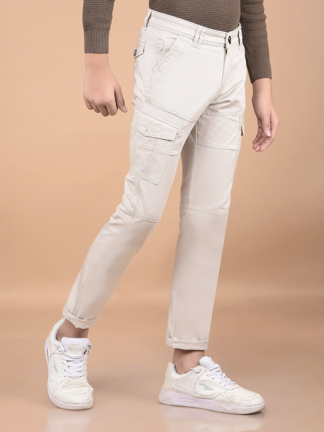 Grey Cargo Trousers-Boys Trousers-Crimsoune Club