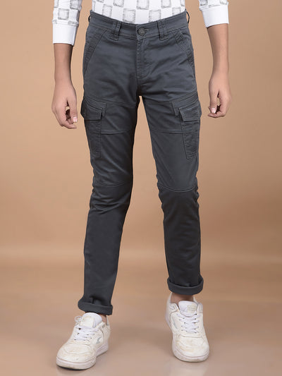 Grey Cargo Trousers-Boys Trousers-Crimsoune Club