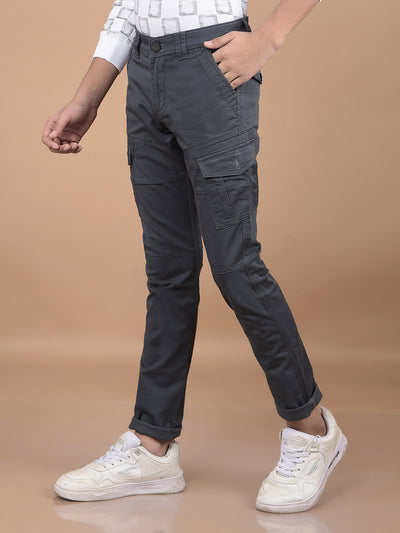 Grey Cargo Trousers-Boys Trousers-Crimsoune Club