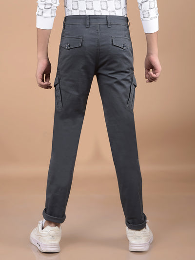 Grey Cargo Trousers-Boys Trousers-Crimsoune Club