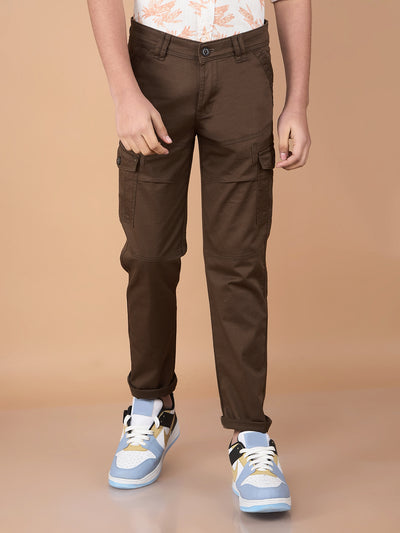 Brown Cargo Trousers-Boys Trousers-Crimsoune Club