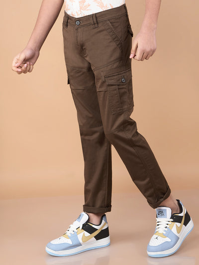 Brown Cargo Trousers-Boys Trousers-Crimsoune Club