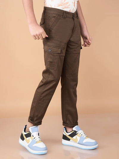 Brown Cargo Trousers-Boys Trousers-Crimsoune Club