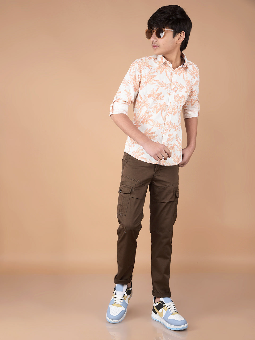 Brown Cargo Trousers-Boys Trousers-Crimsoune Club