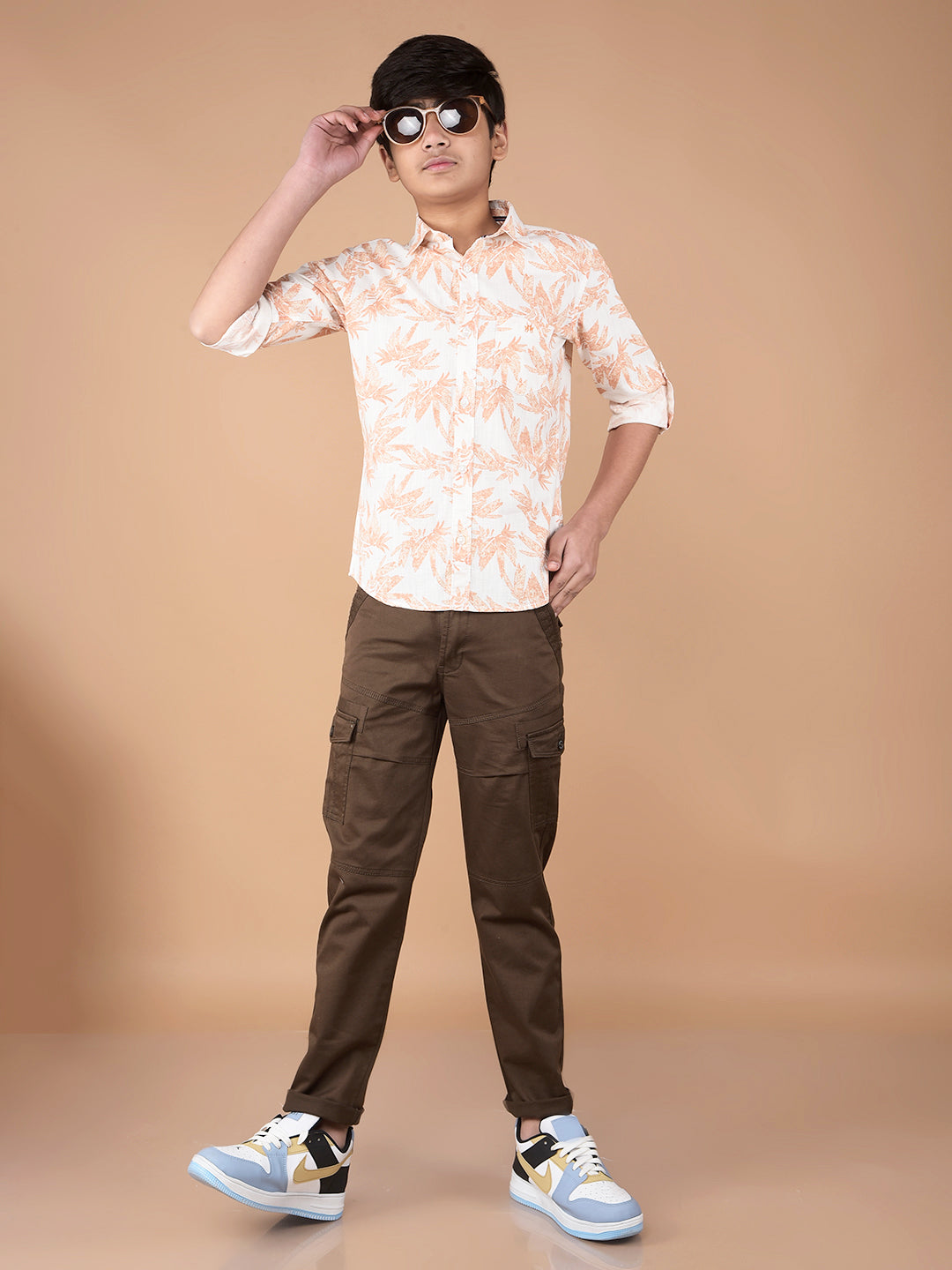 Brown Cargo Trousers-Boys Trousers-Crimsoune Club