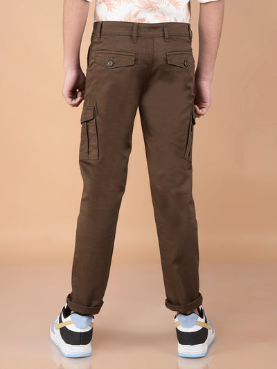 Brown Cargo Trousers-Boys Trousers-Crimsoune Club