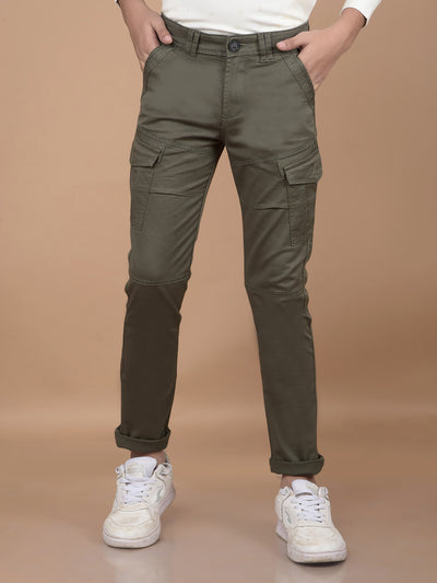 Olive Cargo Trousers-Boys Trousers-Crimsoune Club