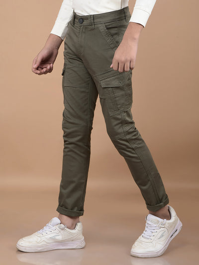 Olive Cargo Trousers-Boys Trousers-Crimsoune Club
