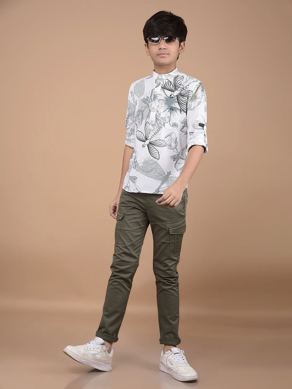 Olive Cargo Trousers-Boys Trousers-Crimsoune Club