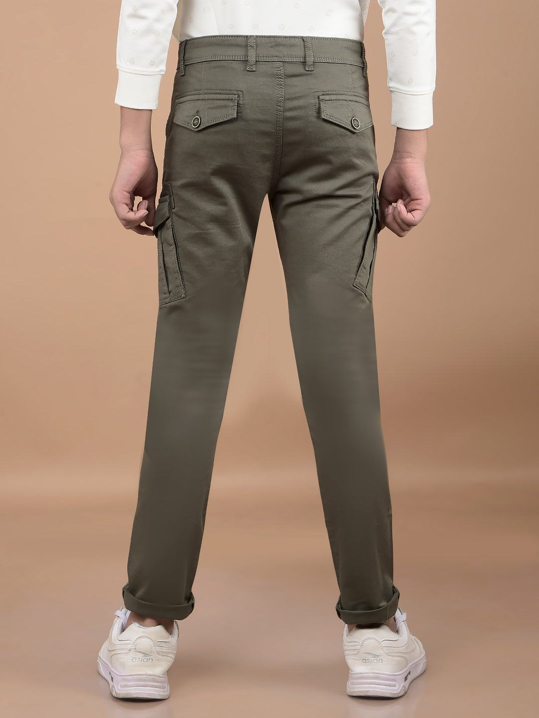 Olive Cargo Trousers-Boys Trousers-Crimsoune Club