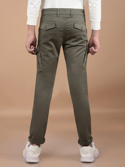 Olive Cargo Trousers-Boys Trousers-Crimsoune Club