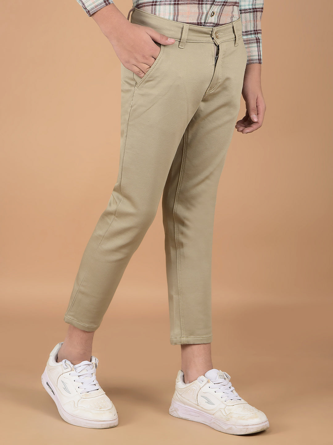 Beige Cotton Trousers-Boys Trousers-Crimsoune Club