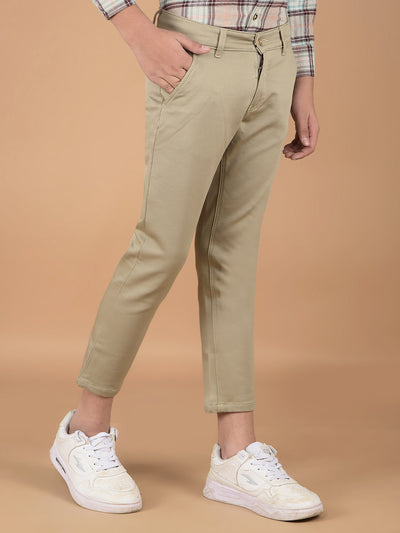 Beige Cotton Trousers-Boys Trousers-Crimsoune Club