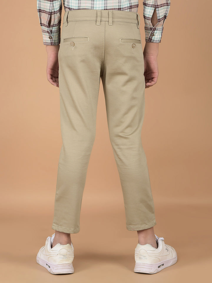 Beige Cotton Trousers-Boys Trousers-Crimsoune Club