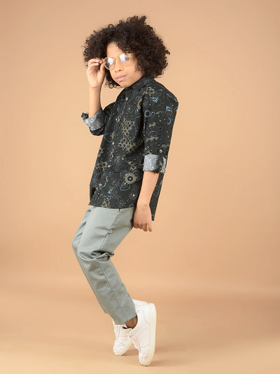 Green Cotton Trousers-Boys Trousers-Crimsoune Club