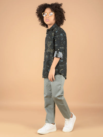 Green Cotton Trousers-Boys Trousers-Crimsoune Club