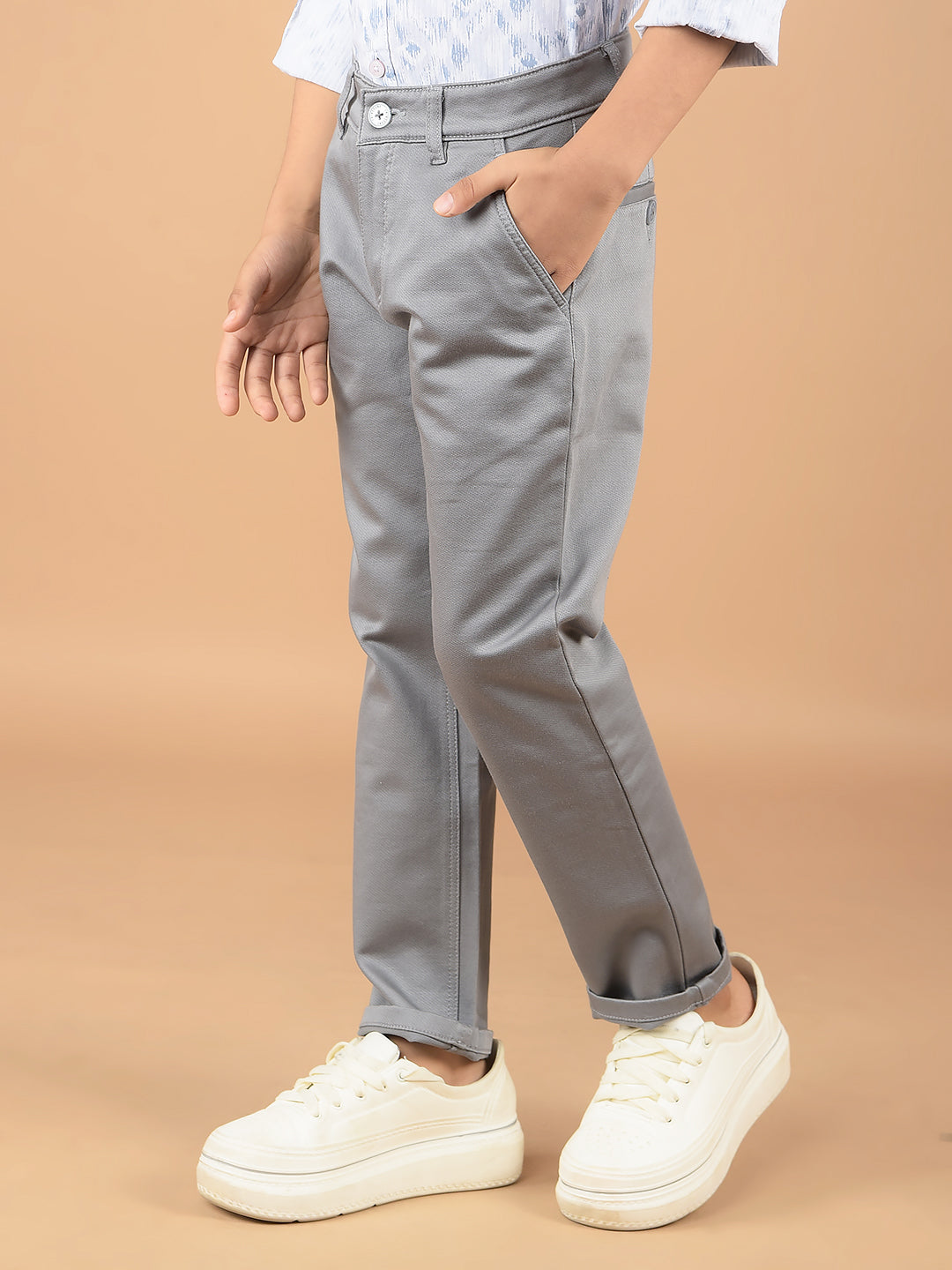 Grey Cotton Trousers-Boys Trousers-Crimsoune Club