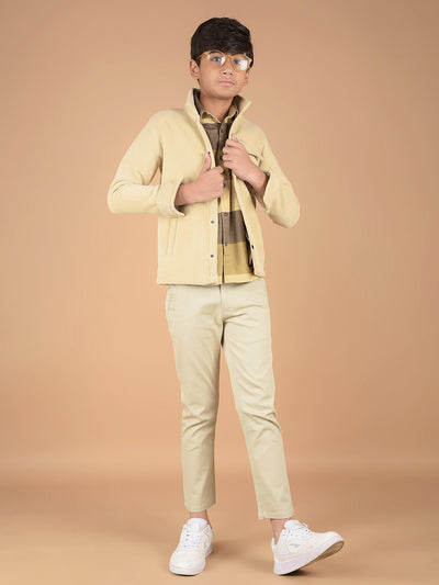 Beige Cotton Trousers-Boys Trousers-Crimsoune Club