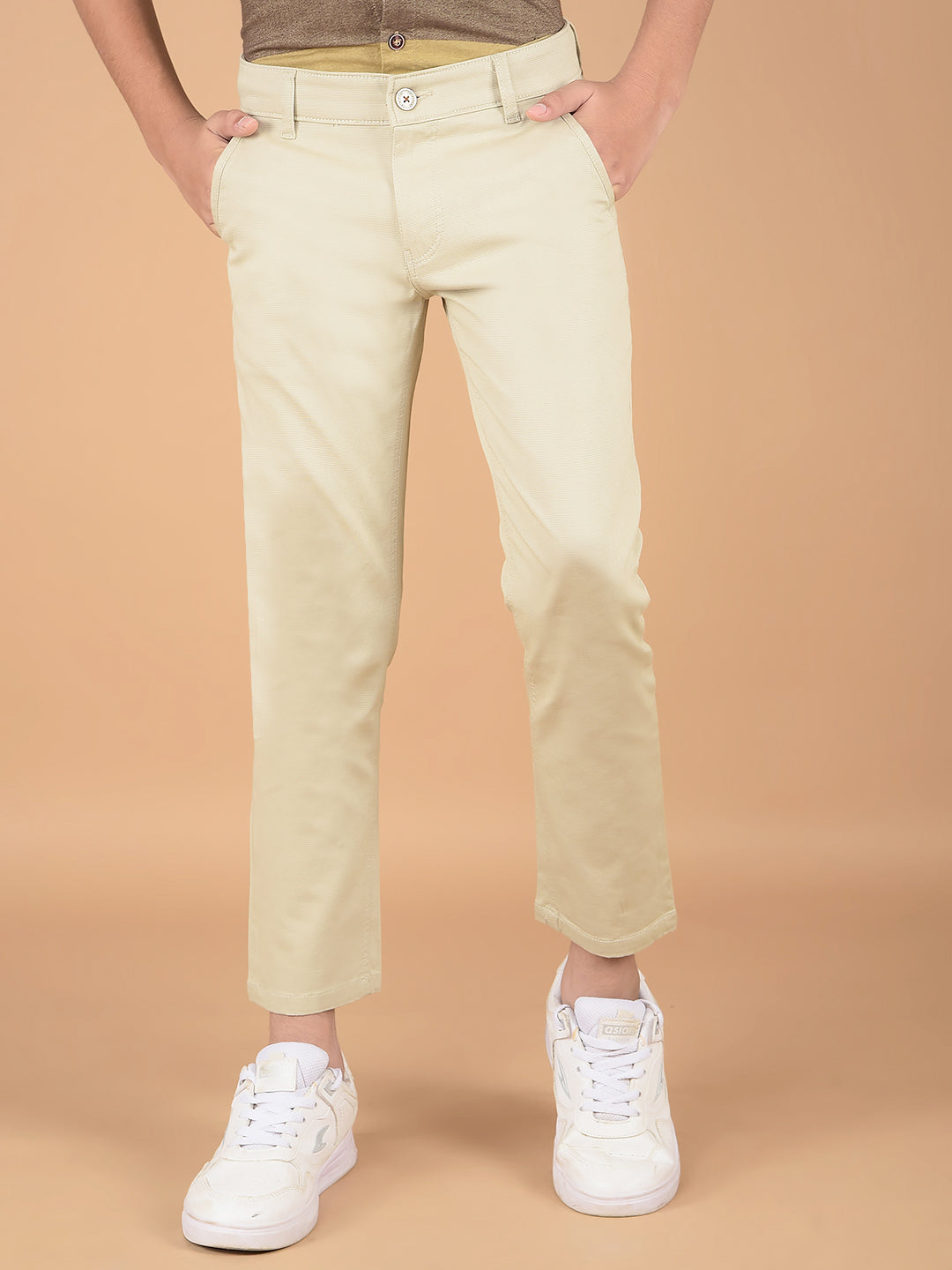 Beige Cotton Trousers-Boys Trousers-Crimsoune Club
