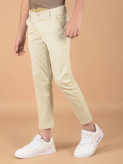 Beige Cotton Trousers-Boys Trousers-Crimsoune Club