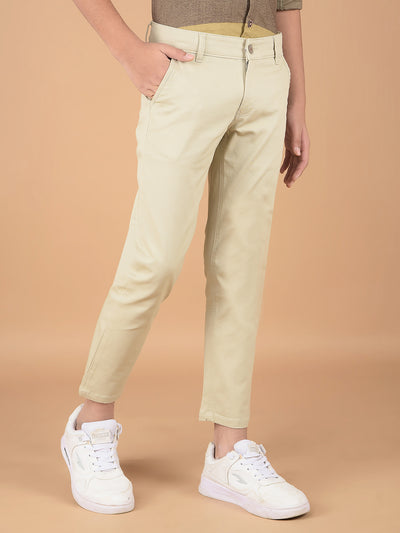 Beige Cotton Trousers-Boys Trousers-Crimsoune Club