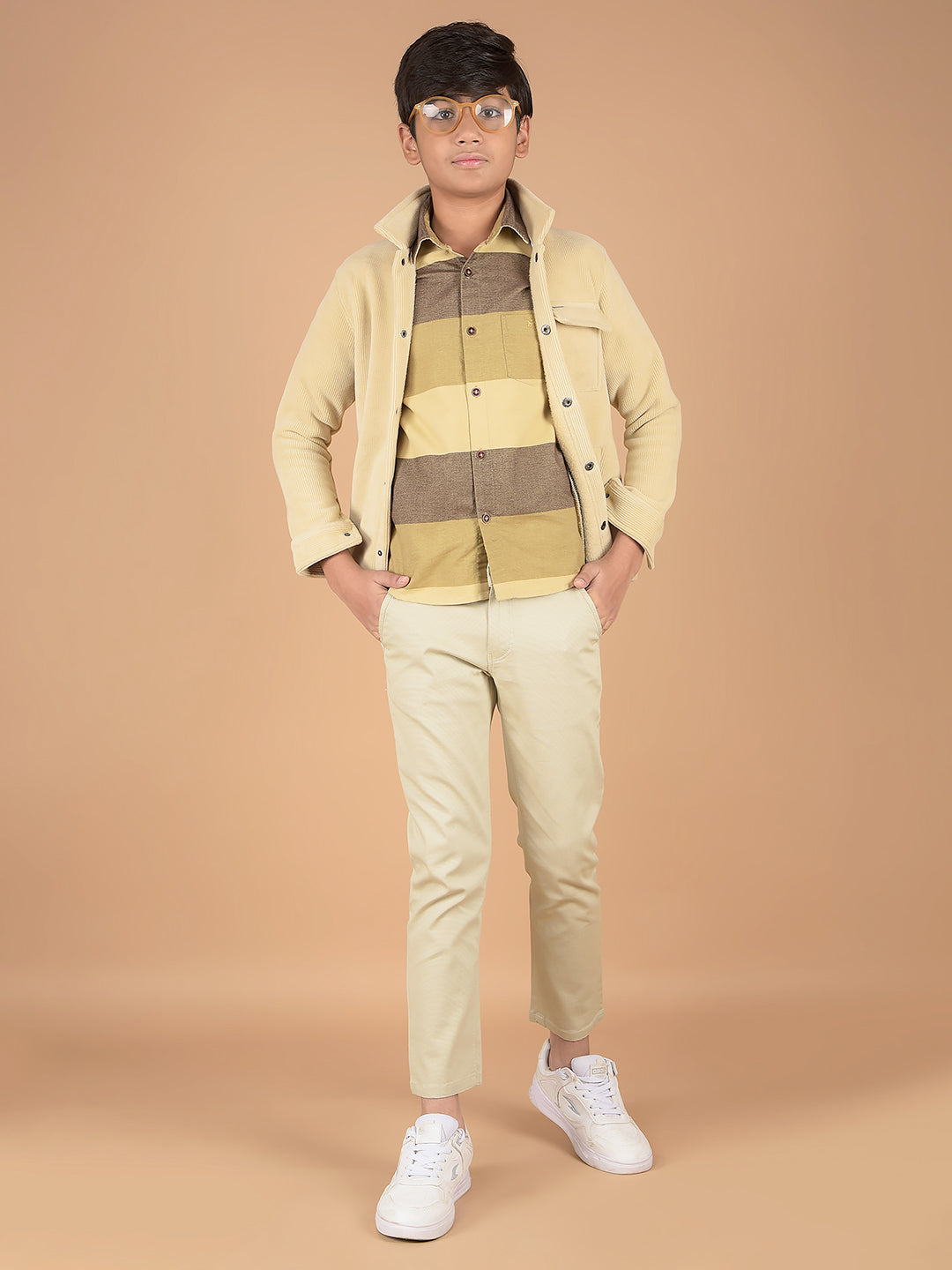 Beige Cotton Trousers-Boys Trousers-Crimsoune Club