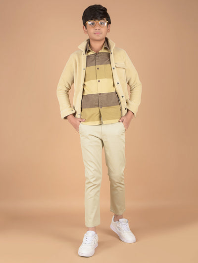 Beige Cotton Trousers-Boys Trousers-Crimsoune Club