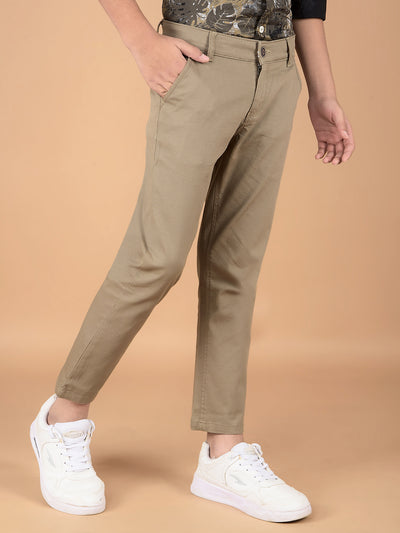 Khaki Cotton Trousers-Boys Trousers-Crimsoune Club