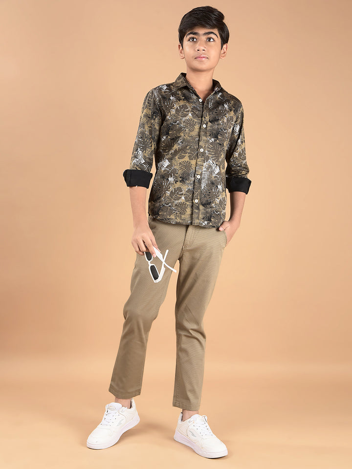 Khaki Cotton Trousers-Boys Trousers-Crimsoune Club
