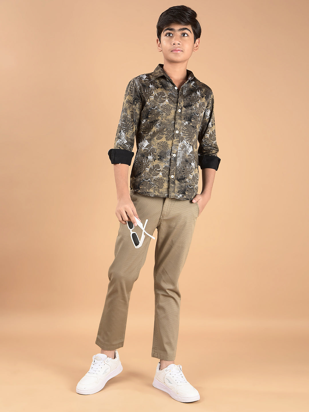 Khaki Cotton Trousers-Boys Trousers-Crimsoune Club