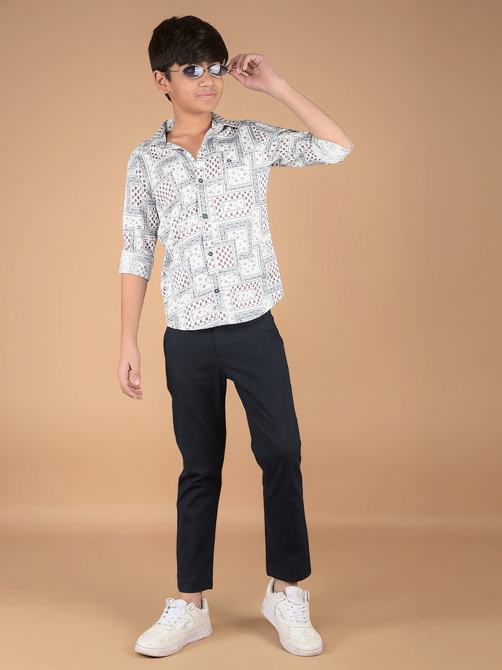 Navy Blue Cotton Trousers-Boys Trousers-Crimsoune Club