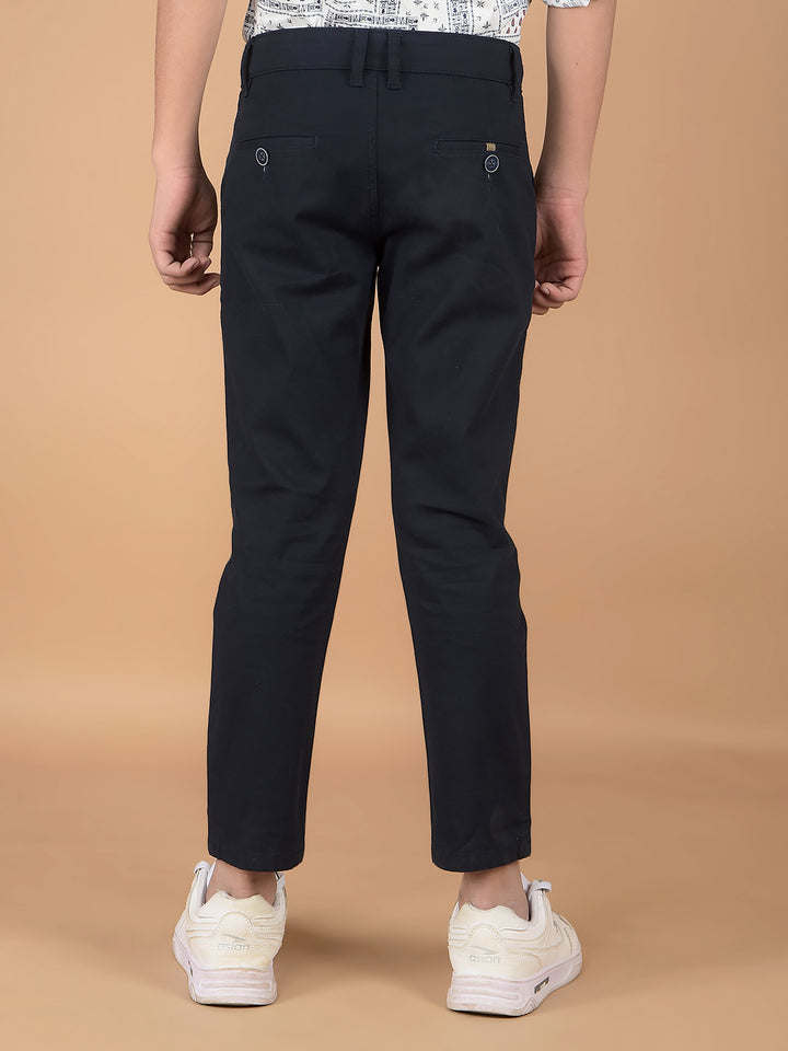 Navy Blue Cotton Trousers-Boys Trousers-Crimsoune Club