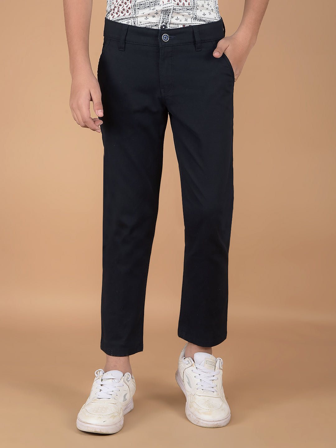 Navy Blue Cotton Trousers-Boys Trousers-Crimsoune Club