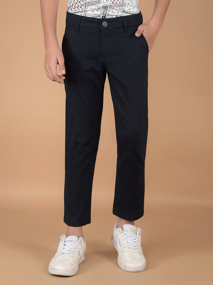 Navy Blue Cotton Trousers-Boys Trousers-Crimsoune Club