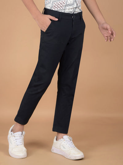 Navy Blue Cotton Trousers-Boys Trousers-Crimsoune Club