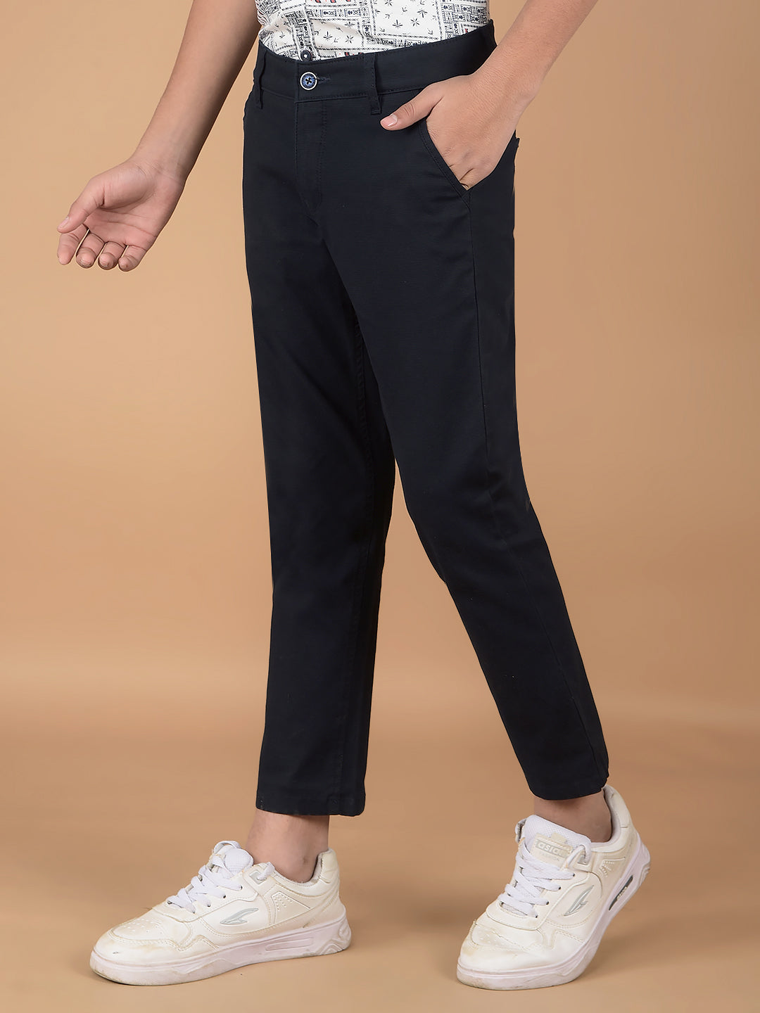 Navy Blue Cotton Trousers-Boys Trousers-Crimsoune Club