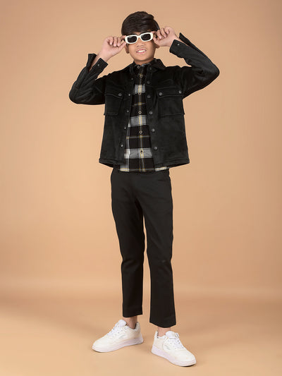 Black Cotton Trousers-Boys Trousers-Crimsoune Club