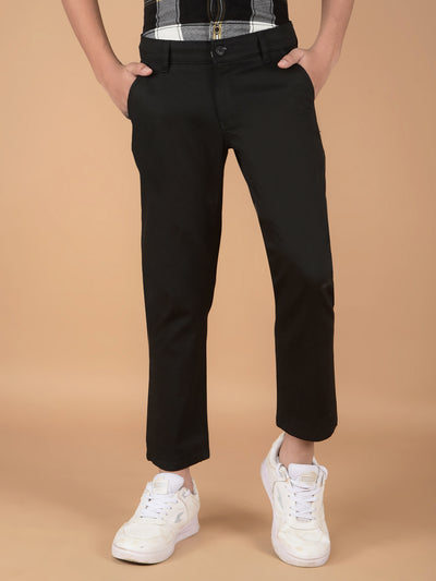 Black Cotton Trousers-Boys Trousers-Crimsoune Club