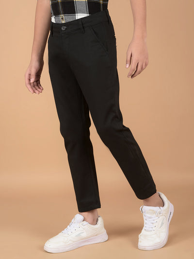 Black Cotton Trousers-Boys Trousers-Crimsoune Club