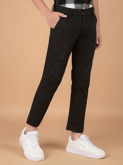 Black Cotton Trousers-Boys Trousers-Crimsoune Club