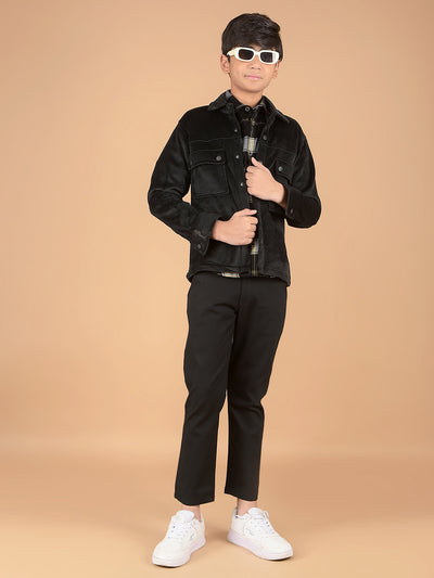 Black Cotton Trousers-Boys Trousers-Crimsoune Club