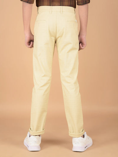 Beige Checked Cotton Chinos-Boys Trousers-Crimsoune Club